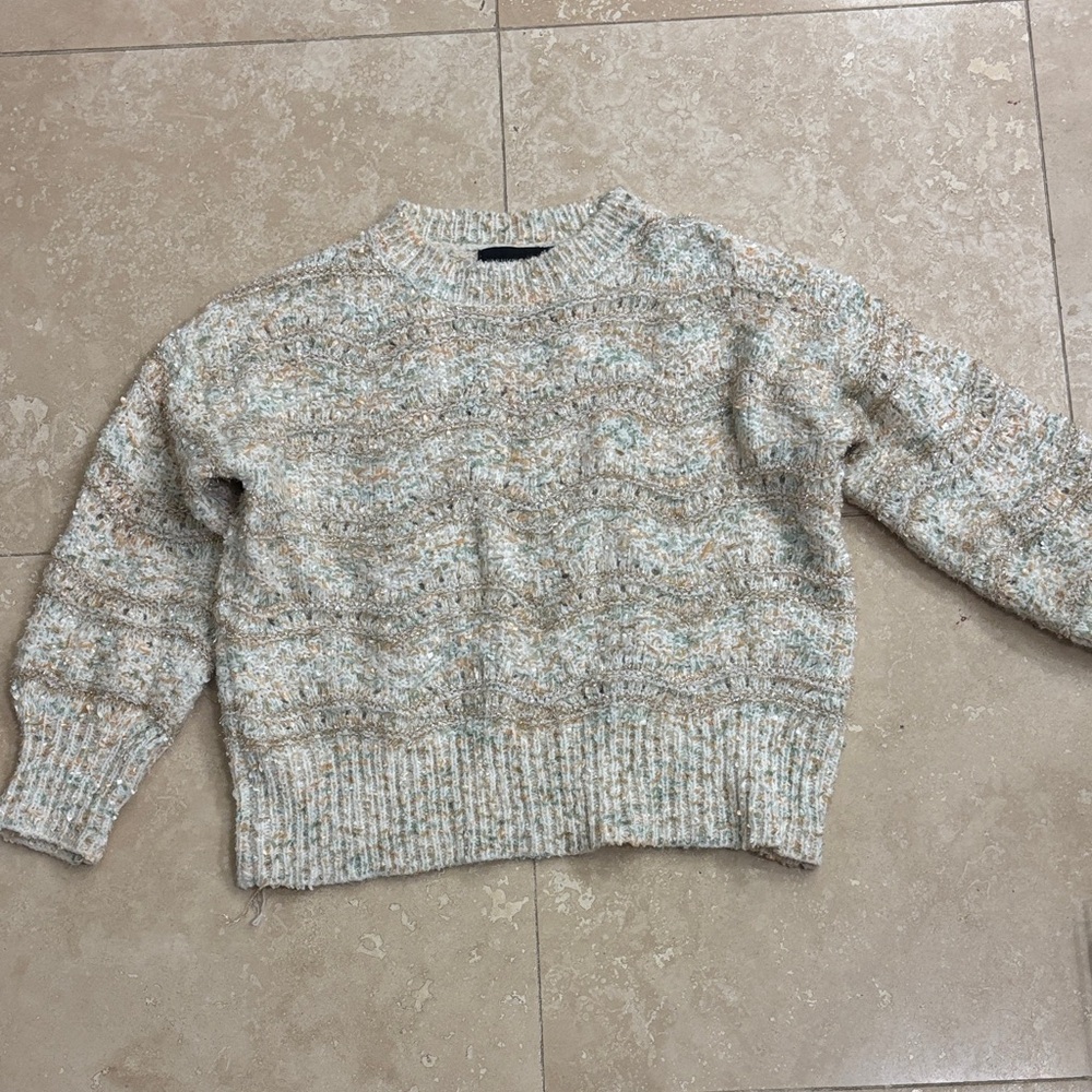 MINKPINK Cream and Tan Crew Neck Sweater